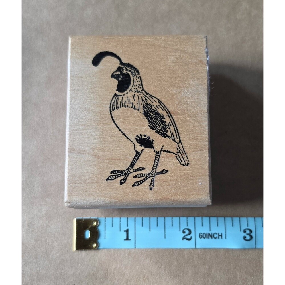 Copper Leaf Creations California Quail Wood Rubber Stamp Bird Nature Wildlife